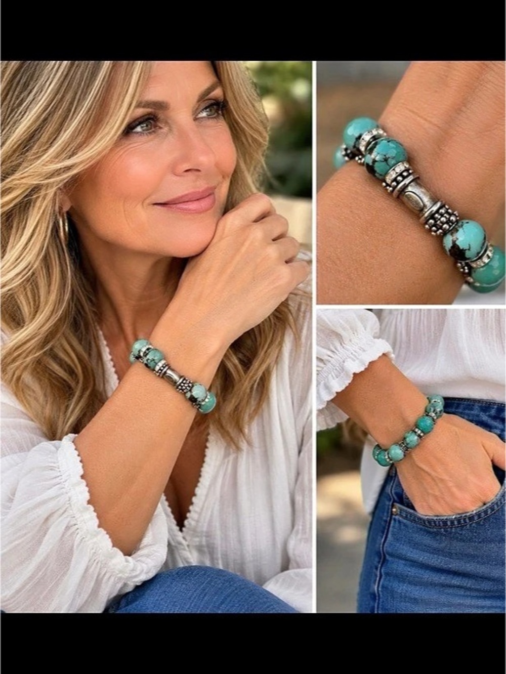 Rocki Gorman heavy sterling silver, gemstone, magnetic statement bracelet